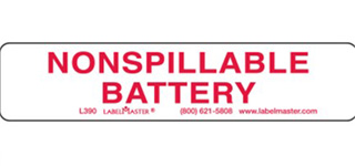 Non-spillable battery label