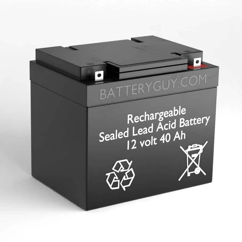 Left View  - BatteryGuy BG-12400NB 12V 40AH Replacement for Hubbell 702837 (2 Pack, rechargeable)