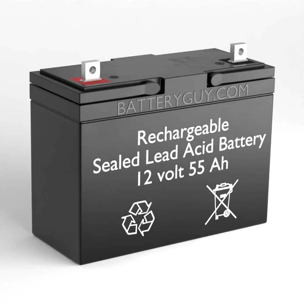 Left View - 12v 55Ah Rechargeable Sealed Lead Acid (Rechargeable SLA) Battery