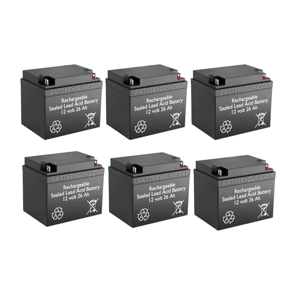12v 26Ah Rechargeable Sealed Lead Acid (Rechargeable SLA) Battery | BG - BatteryGuy BG-12260NB 12V 26AH Replacement for Great Power GB26-12 (6 Pack, rechargeable)