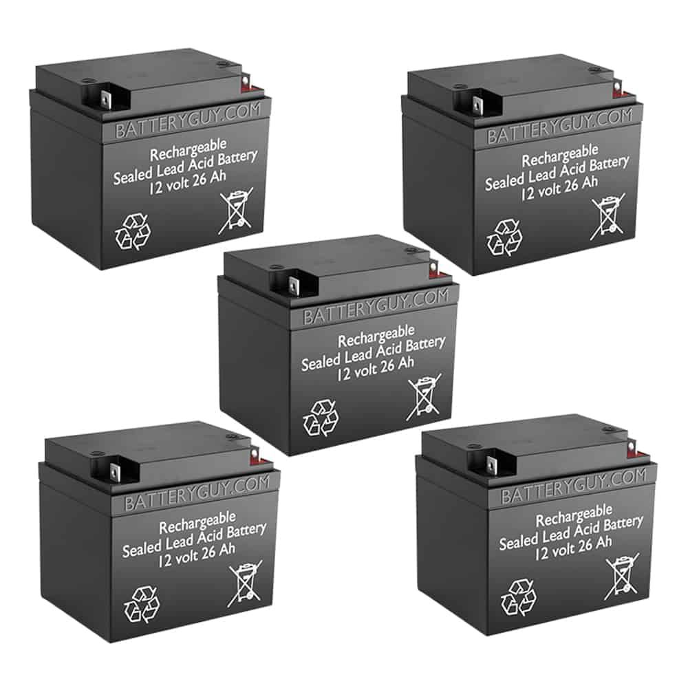 12v 26Ah Rechargeable Sealed Lead Acid (Rechargeable SLA) Battery | BG - BatteryGuy BG-12260NB 12V 26AH Replacement for Tempest TR26-12 (5 Pack, rechargeable)