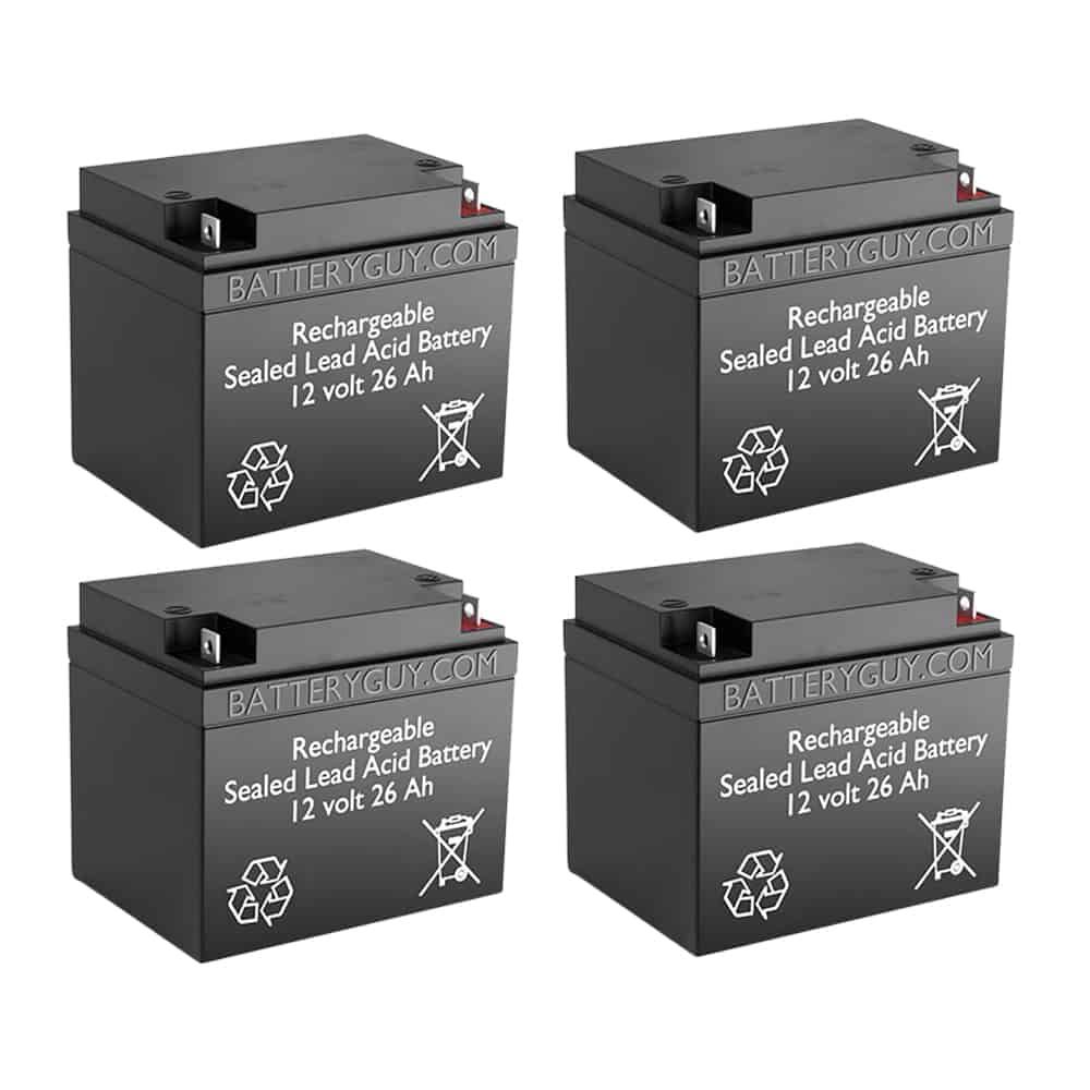 12v 26Ah Rechargeable Sealed Lead Acid (Rechargeable SLA) Battery | BG - BatteryGuy BG-12260NB 12V 26AH Replacement for PBQ 26-12 (4 Pack, rechargeable)