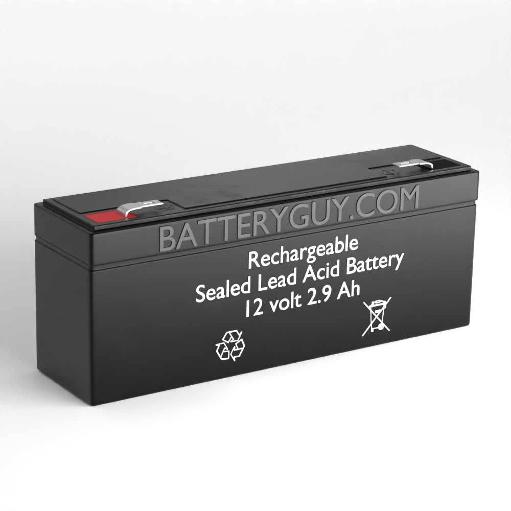 Left View  - BatteryGuy BG1229F1 12V 2.9AH Replacement for Duracell SLAA12-2.9F (5 Pack, rechargeable)