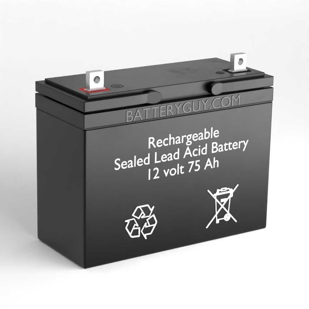 12v 75Ah Rechargeable Sealed Lead Acid (Rechargeable SLA) Battery ~ BG - Permobil Chairman 2K Stander replacement battery pack (rechargeable)