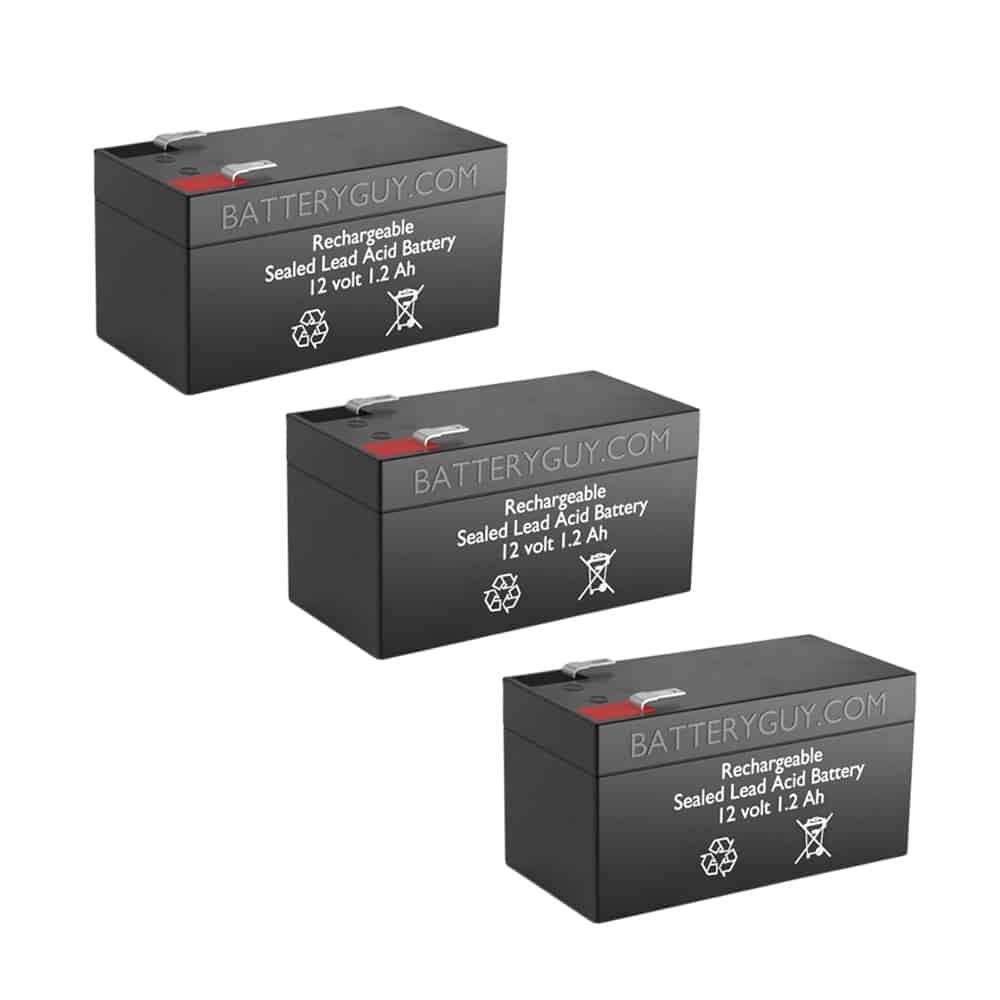 12v 1.2Ah Rechargeable Sealed Lead Acid Battery ~ BG-1212F1 (Qty of 3)