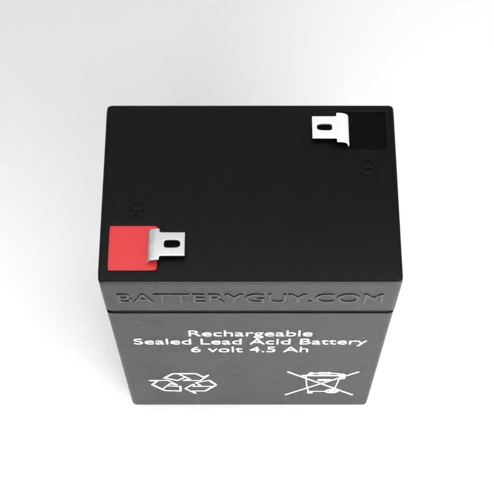 Top View - 6v 4.5Ah Rechargeable Sealed Lead Acid (Rechargeable SLA) Battery