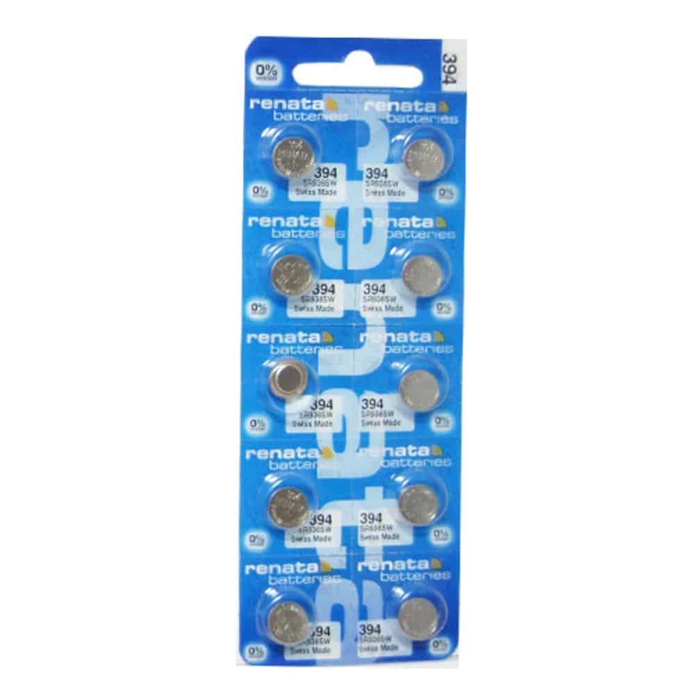 Renata 394 Silver Oxide Coin Battery (10 Pack) 1.55v 84mAh