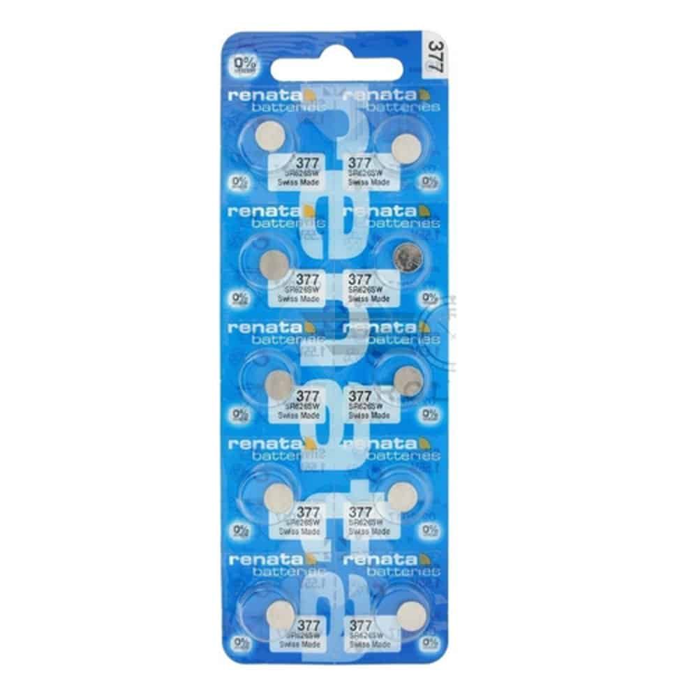Renata 377 Silver Oxide Coin Battery (10 Pack) 1.55 volt 28mAh