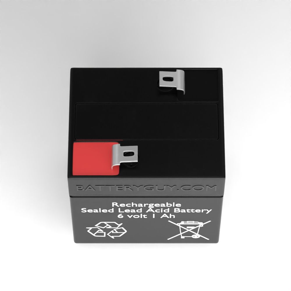 Top View - 6v 1Ah Rechargeable Sealed Lead Acid (Rechargeable SLA) Battery