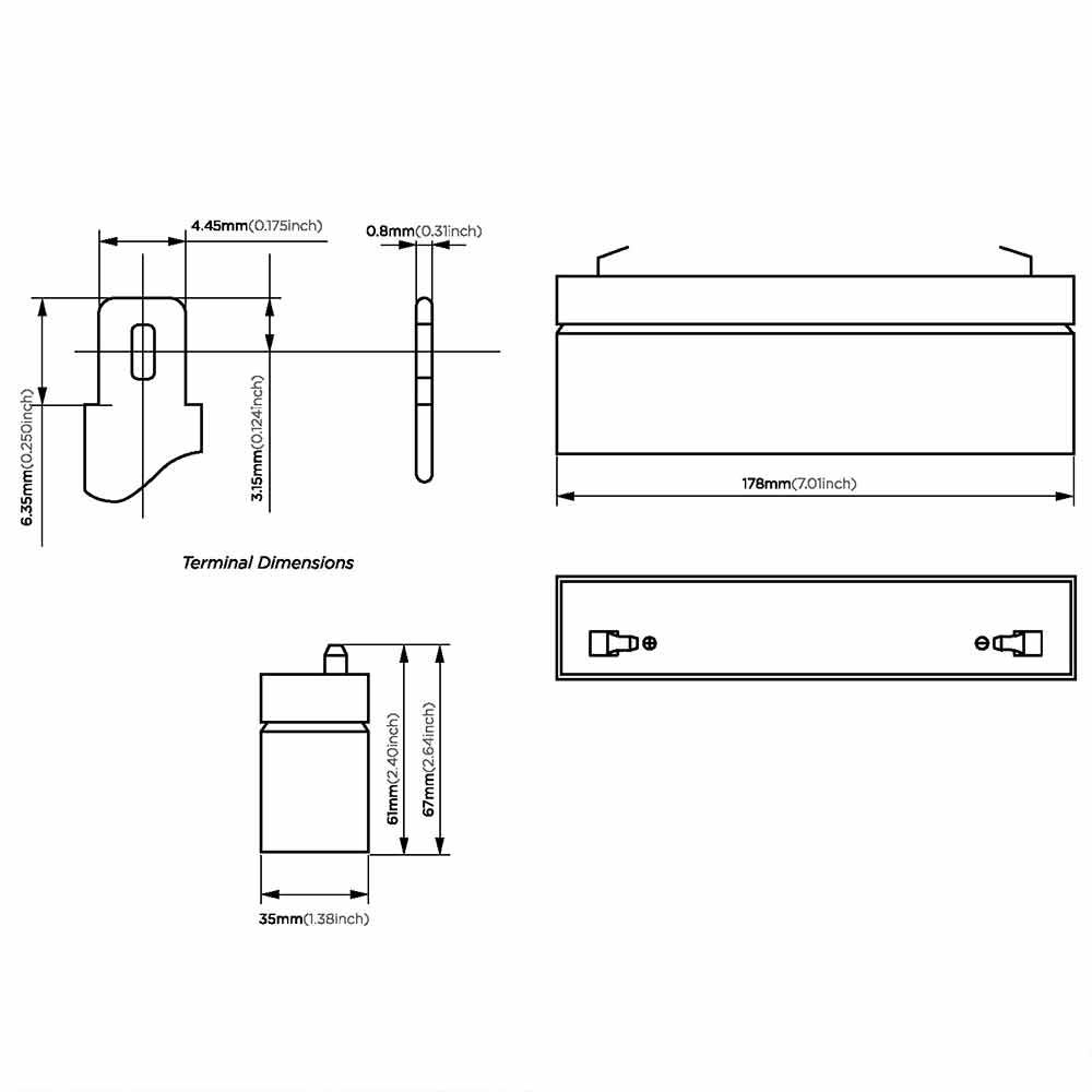 12v 2.9Ah Rechargeable Sealed Lead Acid (Rechargeable SLA) Battery ~ BG1229F1 (Qty of 2)