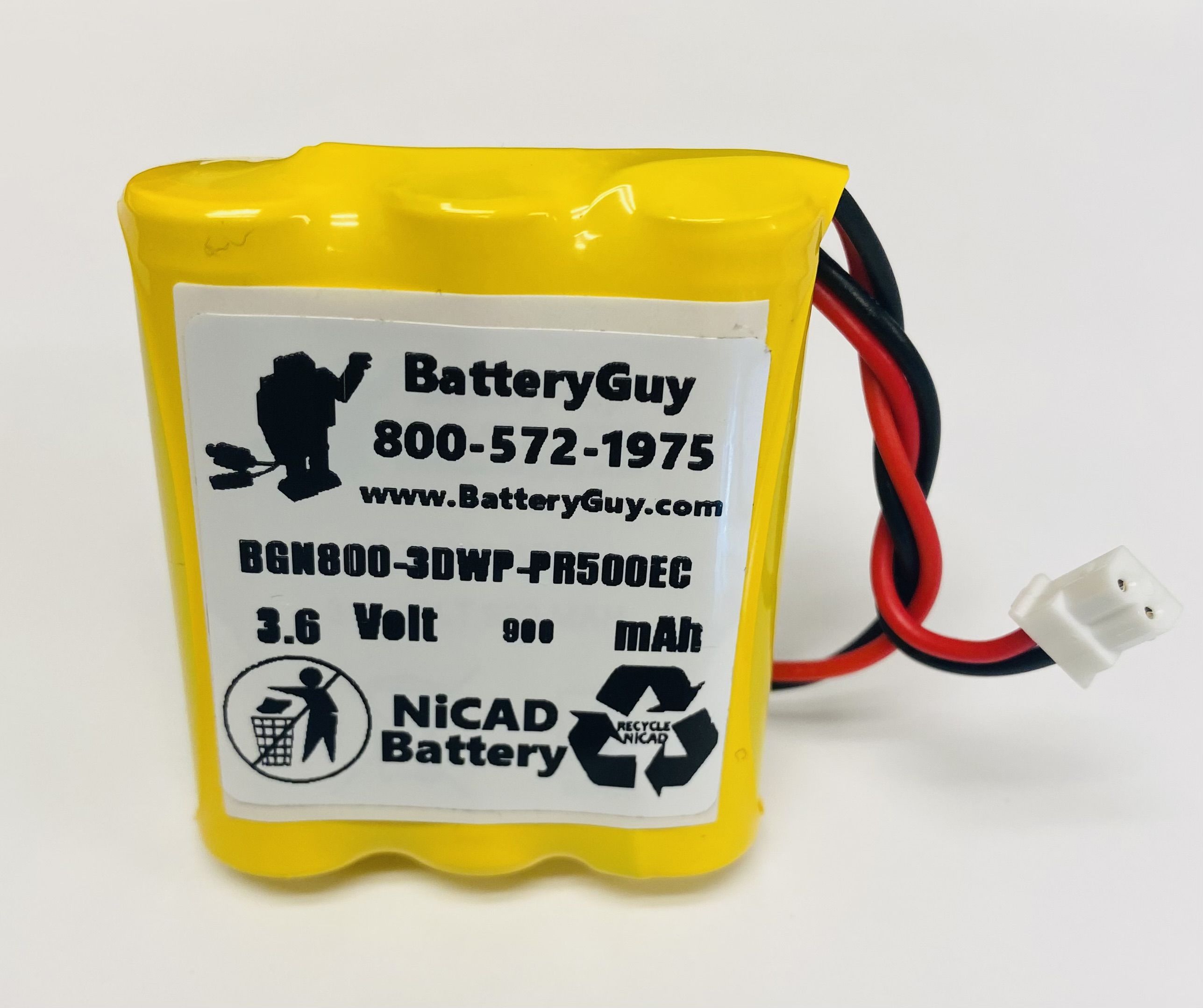 3.6 Volt 900 Mah Nickel Cadmium Assembly with PR500EC Connector