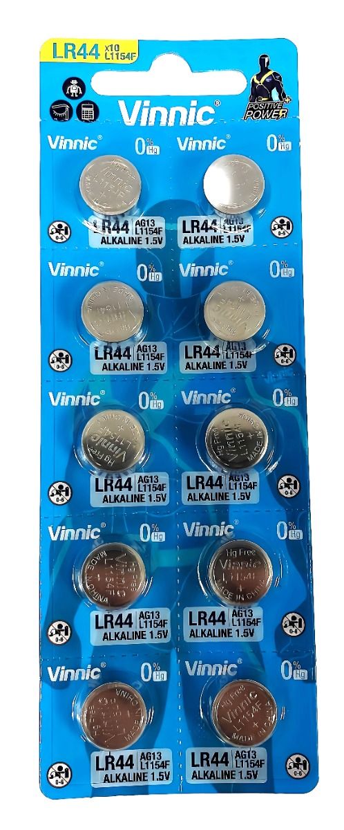 LR44 Alkaline Coin Battery (10 Pack) 1.5v 110mAh