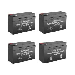 12v 7Ah Rechargeable Sealed Lead Acid Battery - BG-1270F1 (Qty of 4)