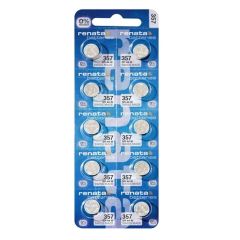 Renata 357 Silver Oxide Coin Battery (10 Pack) 1.55 volt 160mAh