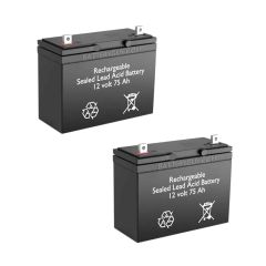 12v 75Ah Rechargeable Sealed Lead Acid (Rechargeable SLA) Battery ~ BG-12750NB (Qty of 2)