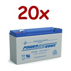 20 x Power-Sonic PS-6100 F2 | SLA Battery 6v 12Ah