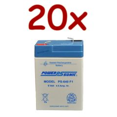 20 x Power-Sonic PS-640-F1 | SLA Batteries 6v 4.5Ah