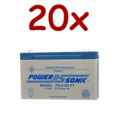 20 x Power-Sonic PS-6100 F1 | SLA Battery 6v 12Ah