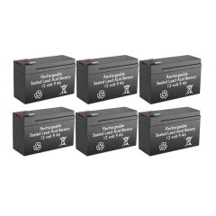 12V 9Ah Rechargeable Sealed Lead Acid High Rate Battery Set of Six