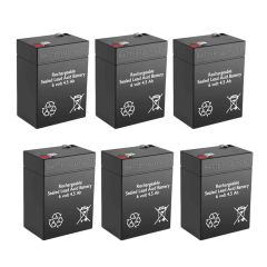 6v 4.5Ah Rechargeable Sealed Lead Acid (Rechargeable SLA) Battery Set of Six
