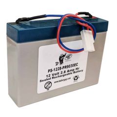 Power-Sonic PS-1228 with wire leads and PR9030EC connector | Rechargeable SLA Battery 12v 2.8ah 